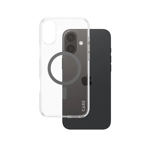 CARE by PanzerGlass Case Flagship Back protection Apple iPhone 16 Plus Recycled plastic Transparent/Black MagSafe