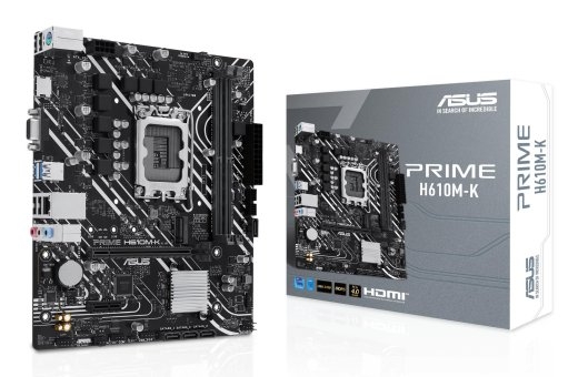Mainboard ASUS Intel H610 LGA1700 Micro-ATX Memory DDR5 Memory slots 2 1xPCI-Express 3.0 1x 1xPCI-Express 4.0 16x 1xM.2 1x15pin D-sub 1xHDMI 4xUSB...