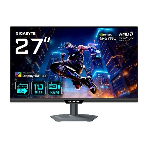 GIGABYTE M27UP 27” 4K UHD Gaming Monitor - Dual Mode (4K 160Hz or FHD 320Hz), 3840 x 2160, 1ms, 350 cd/m², FreeSync Premium Pro, DisplayHDR400, HDM...