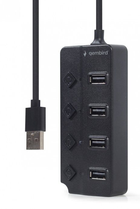 Gembird HUB USB 2.0 black 4 ports with switches