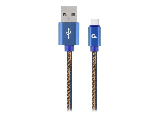 Cablexpert Premium Jeans (Denim) Type-C USB Cable with Metal Connectors CC-USB2J-AMCM-1M-BL