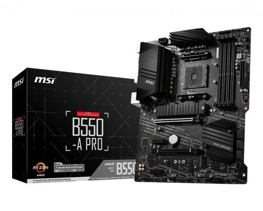 MSI B550-A PRO Processor family AMD Processor socket AM4 DDR4 DIMM Memory slots 4 Supported hard disk drive interfaces SATA, M.2 Number of SATA con...