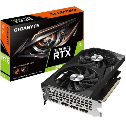 Graphics Card GIGABYTE NVIDIA GeForce RTX 3050 8 GDDR6 128 bit PCIE 4.0 16x Memory 14000 MHz 2xHDMI 2xDisplayPort GV-N3050WF2OCV2-8GD