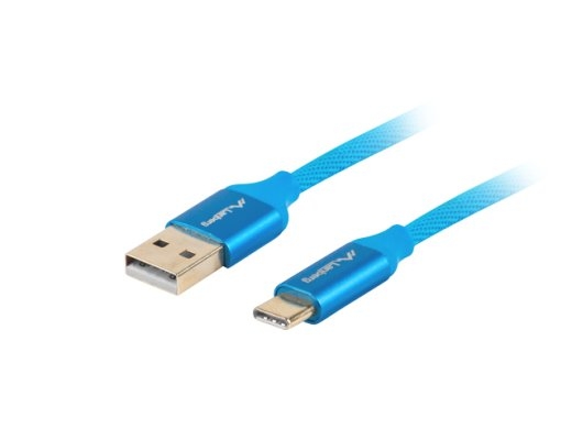 Lanberg USB Type-C to USB Type-A 2.0 Cable Blue Premium QC 3.0, 1 m CA-USBO-22CU-0010-BL USB Type-C to USB Type-A