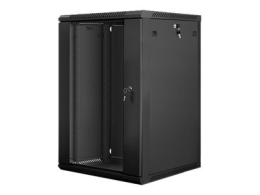 Lanberg Rack cabinet 19" wall-mount 18U/600x600 (flat pack) with glass door WF01-6618-10B Black