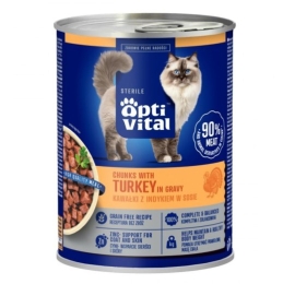 OPTIVITAL Sterile Chunks with turkey in gravy - wet cat food - 415g