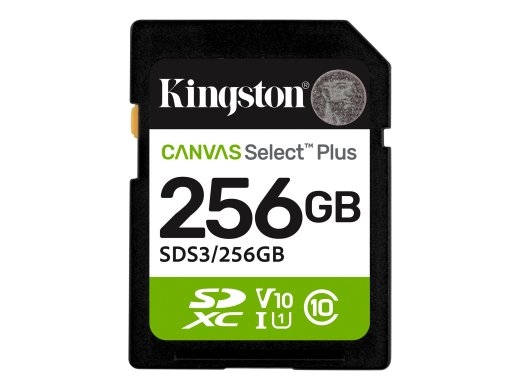 Kingston Canvas Select Plus 256 SD Flash memory class Class 10, UHS-I, U1/U3, Video Class 10/30