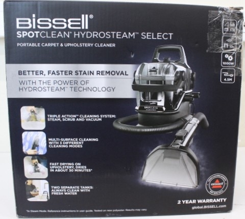 SALE OUT. Bissell Portable Carpet and Upholstery Cleaner SpotClean HydroSteam Select Corded operating Washing function 1000 W Black 23 month(s) DAM...