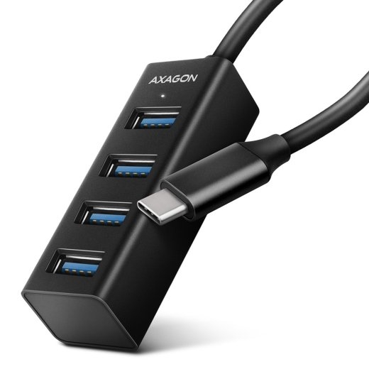 Axagon MINI hub HUE-M1C 4x USB3.2 Gen 1, metal, 20cm USB-C cable