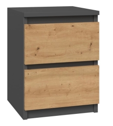 Topeshop M2 ANTRACYT/ARTISAN nightstand/bedside table 2 drawer(s) Anthracite, Oak, Wood