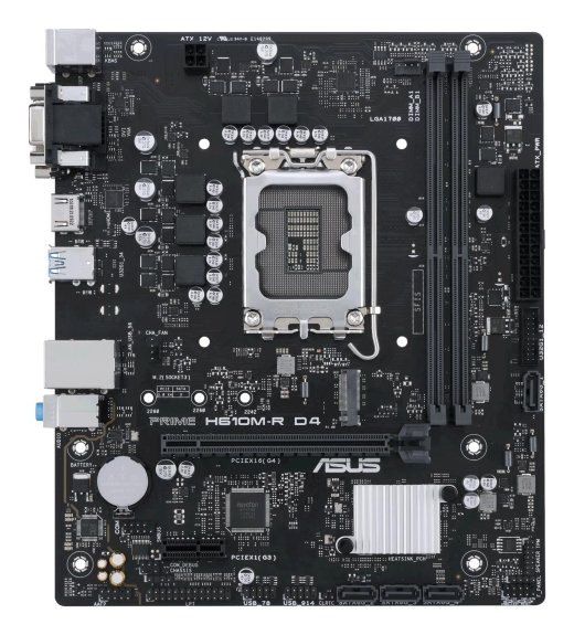 Mainboard ASUS Intel H610 LGA1700 Micro-ATX Memory DDR4 Memory slots 2 1xPCI-Express 1x 1xPCI-Express 16x 1xM.2 1x15pin D-sub 2xDVI-D 1xHDMI 2xUSB...