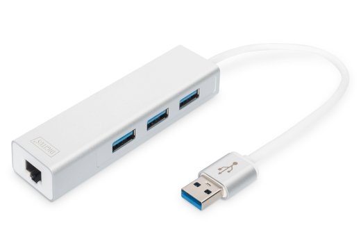 Digitus 3-port USB Hub and Gigabit LAN adapter DA-70250-1 USB Hub