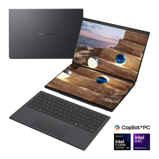 Asus Zenbook Duo UX8407AA-SN066W Moher Gray 14 " OLED Touchscreen 2.8K 2880 x 1800 pixels 144 Hz Anti-Reflective Intel Core Ultra X9 378H 32 LPDDR5...