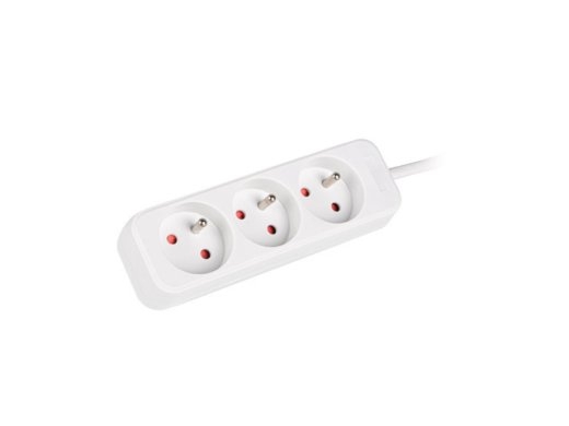 Lanberg Cable Power Strip, 3X French Outlets Quality-Grade Copper, 1.5 m PS0-03E-0150-W