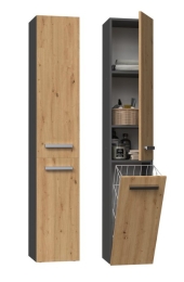 Topeshop NEL IV ANT/ART bathroom storage cabinet Graphite, Oak