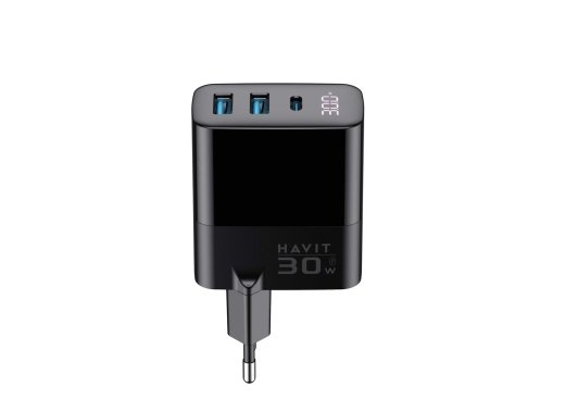 Havit UCLE001 - GaN three-port charger 30 W, black