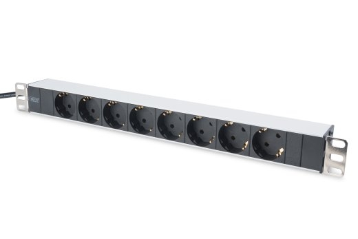 Digitus Aluminum outlet strip with 8 safety outlets DN-95401 Sockets quantity 8
