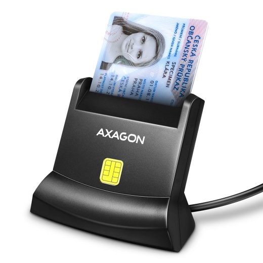 AXAGON Universal desktop USB contact Smart card/ID card reader with long, USB-A cable CRE-SM4N