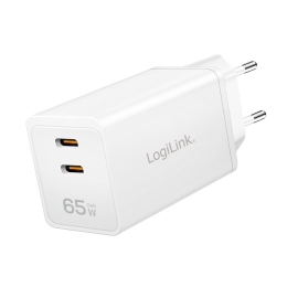 Logilink Dual USB socket adapter 65W, 2xUSB-C, white