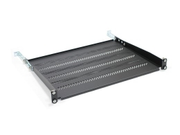 Shelf for cabinets 350mm 19" 483x350mm 1U black with adjustment and support